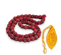LoveNspire Certified Rudraksha Kantha Mala + Japa Bag Gaumukhi 5 Face (panchmukhi) Himalayan Authentic Genuine Rudraksh Rosary Garland Jaap Religious Tibetan Mala Beads Necklace - Puja Yoga Meditation