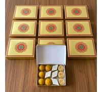 LOVENSPIRE Mandala Sweet Boxes for Indian Sweets - Empty Mithai Box for Ladoo, Candy, Cookies - Wedding, Pooja, Return Gift Packaging 1KG Box 10Pcs