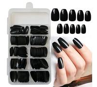 LoveOurHome 240pc Coffin Press on Nails Short Fake Nail Colored Medium Length Ballerina Press False Nails Gel Glossy Artificial Fingernails Full Cover Acrylic Tips with Glue Adhesive Tabs