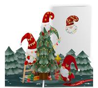 Lovepop® 3D Pop-Up Christmas Card Christmas Card Funny Gnome Decorate Christmas Tree | Hidden Compartment for Money Gifts & Vouchers | Includes Envelope & Note Card