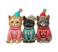 Lover Holiday Brooch Christmas Trio Pin | Glossy Sparkle Alloy Accent for Winter Coats, Scarves, Sweaters, Bags