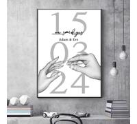 Lover Personalized Poster Black White We Said Yes Wall Art Custom Name Canvas Painting Print Home Room Decor 60x80cm Frameless