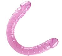 Lover Real Double Ended Dildo Imitation Jelly Double Dongs Dildo Penis Cock Anal Butt Plug Massager G-Spot Stimulation Orgasmic Adult Sex Toys for Women Men BBC Dildo Gay Dildos (Pink 17 in)