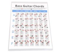 Lovermusic 11.93" x 8.50” White Bass Guitar Chord Chart Poster Sheet for 4 Strings Trumpet