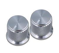 lovermusic 2x Silver Hole Dia 6mm Knurling HIFI Speaker Potentiometer Knob 0.6x0.6"