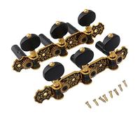 Lovermusic Black & Gold 1 Left 1 Right Guitar Tuner Machine Head Knobs Heads Ratio 1:18 Tuning Pegs for Classical Guitar