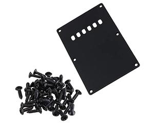 Lovermusic Black Plastic 6 Hole Guitar Tremolo Spring Cover & 50pcs 3x12mm Pickguard Metal Screws for Electric Guitar