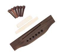 lovermusic Bone Saddle & Nut Rosewood Bridge Pins and Bridge Replacement for Folk Guitar