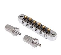 lovermusic Chrome Silver Roller Saddle Bridge for Electric Guitar 6mm Locking Posts