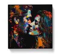 Lovers Abstract Expressionism Canvas Print | Gallery Wrapped 30mm Frame Wall Art | 20x20 inches | Ready to Hang | Eclectic Picture | Living Room Bedroom Lounge Office
