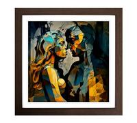 Lovers Abstract Expressionism No.1 Framed Print | 18x18 Inch Walnut Framed Wall Art | Ready to Hang | Eclectic Historical Picture | Living Room Bedroom Lounge Office