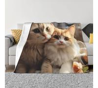 Lovers cat Blankets for Couch Soft Fleece Throw Blanket Luxury Flannel Lap Blanket Gifts Lightweight Air Conditioning Blankets Fuzzy Cozy Throws for All Seasons