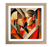 Lovers Constructivism No.2 Framed Wall Art Print, Ready to Hang Picture for Living Room Bedroom Home Office, Oak 18 x 18 Inch (45 x 45 cm)