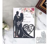 Lovers Couple Metal Die Cuts,Wedding Invitation Letter Heart Love Flower Leaf Cutting Dies Cut Stencils DIY Scrapbooking Decorative Embossing Paper Scrapbooking Card Making