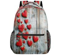 Lovers Day Red Love Hear On Wood Backpack Backpacks Anti Theft School Bag For Women Work Treeking 29X40Cm