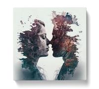 Lovers Double Exposure No.1 Canvas Print | Gallery Wrapped 30mm Frame Wall Art | 20x20 inches | Ready to Hang | Modern Picture | Living Room Bedroom Lounge Office