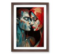 Lovers Geometric No.3 Framed Print | A2 Walnut Framed Wall Art | Ready to Hang | Modern Fantasy Picture | Living Room Bedroom Lounge Office