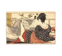 Lovers in An Upstairs Room From Utamakura - Poem of The Pillow by Kitagawa Utamaro Canvas Art Poster And Wall Art Picture Print Modern Family Bedroom