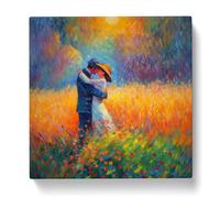 Lovers Neo-Impressionism Canvas Print | Gallery Wrapped 30mm Frame Wall Art | 20x20 inches | Ready to Hang | Impressionist Picture | Living Room Bedroom Lounge Office