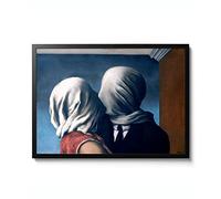 Lovers Print, René Magritte Poster, Museum Art Exhibition Print, Vintage Modern Minimalist Wall Art, Art Gift Idea, Archival Matte, A4 (Framed) - 29.7x21cm