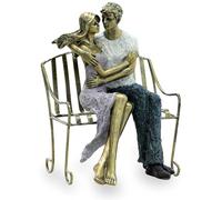 Lovers Statues Decorations, Couples Sculpture Bronze Color Figurines Home Decor, Sit Chair Desktop Bookshelf Romantic Art Figures, Great Gift Crafts, Desk Ornaments for Living Room Bookcase (Bronze)