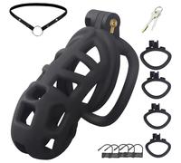 LoversToy Male Chastity Cage - 3.0 New Resin Oil-Free Chastity Device with 4 Size Base Rings - Lightweight Breathable Cock Cage for Men’s Penis Exercise Bondage Sex Toys (Standard)