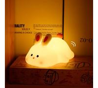 LOVERUIS Bunny Night Light Baby, Cute Rabbit Night lamp Kids, Lamp Gifts for Girl, Newborn, Toddlers, Teen, Child, USB Rechargeable Warm Led Nightlamp, Animal Soft Silicone Light Bedroom