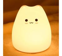 LOVERUIS Cat Night Light Children, 7 Colour Changing LED Portable Touch Baby Lamp, Silicone Animal Night Light for Children Nursery Toddler Girls Birthday Gift Room Decor (ARS-xiaomengmao)