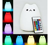 LOVERUIS Remote Night Light Cat - Cute Kitty Gift for Girl Dimmable 16 Colors Change Night Lights Baby Nursery Lamp