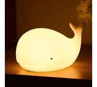 LOVERUIS Whale Night Light Children, 7 Colour Changing LED Portable Touch Baby Lamp, USB Rechargeable Silicone Animal Night Light for Children Nursery Toddler Girls Birthday Gift Room Decor (Whale)