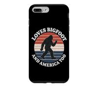 Loves Bigfoot and America Too USA Retro Sasquatch Peace Sign Case for iPhone 7 Plus/8 Plus