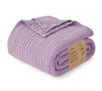 Love's cabin 100% Cotton Muslin Blanket, 6 Layer Lightweight Breathable Gauze King Size Blanket 108 x 90 Inches, Soft Summer Blanket for Bed, Lavender