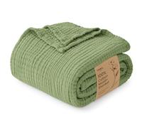 Love's cabin 100% Cotton Muslin Blanket, 6 Layer Lightweight Breathable Gauze Large Throw Blanket 50 x 70 Inches, Soft Cooling All Season Blanket for Couch or Sofa, Sage Green
