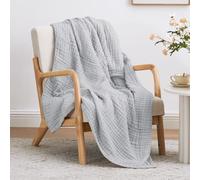 Love's cabin 100% Cotton Muslin Blanket, 6 Layer Lightweight Breathable Gauze Twin Size Blanket 60 x 80 Inches, Soft Summer Blanket for Bed or Couch, Light Grey