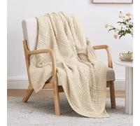Love's cabin 6 Layer 100% Cotton Muslin Blanket, 50"x60" Throw Muslin Blanket for Couch Bed, Lightweight and Breathable Cotton Gauze for Adult, Beige