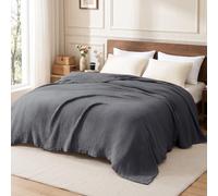 Love's cabin 6 Layer 100% Cotton Muslin Blanket, 90"x90" Muslin Blanket Queen for Couch Bed, Lightweight and Breathable Cotton Gauze for Adult, Dark Grey