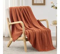 Love's Cabin 6 Layer Cotton Muslin Blanket 50"x60" Throw for Couch and Bed, Orange, Lightweight and Breathable Cotton Gauze for Adult