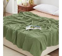 Love's Cabin 6 Layer Cotton Muslin Queen Size Blanket, 80"x90", Sage Green, Breathable & Warm, Suitable for Multiple Uses