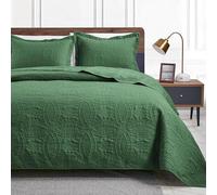 Love's cabin Bedspread 220 x 240 cm, Olive Green, Soft Bed Quilt, Lightweight Microfibre Bedspreads, Bed Throw 220 x 240 cm, Modern Bedspread with Coin Pattern for All Seasons