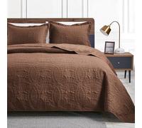 Love's cabin California King Size Quilt Bedding Set Brown Bedspreads - Cal King Lightweight Bedspread Comforter - Coin Pattern Coverlet for All Season - 3 Pieces (1 Quilt, 2 Pillow Shams)