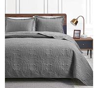 Love's cabin California King Size Quilt Bedding Set Grey Bedspreads - Cal King Summer Lightweight Bedspread Comforter - Coin Pattern Coverlet for All Season - 3 Pieces (1 Quilt, 2 Pillow Shams)
