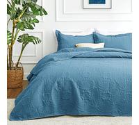 Love's cabin California King Size Quilt Bedding Set Misty Blue Bedspreads - Cal King Lightweight Bedspread Comforter - Coin Pattern Coverlet for All Season - 3 Pieces (1 Quilt, 2 Pillow Shams)