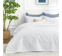 Love's cabin California King Size Quilt Bedding Set White Bedspreads - Cal King Summer Lightweight Bedspread Comforter - Coin Pattern Coverlet for All Season - 3 Pieces (1 Quilt, 2 Pillow Shams)