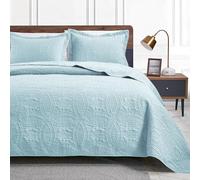 Love's cabin California King Size Quilt Set Spa-Blue Bedspreads - Soft Summer Lightweight Polyester Bedspread- Modern Style Coin Pattern Coverlet for All Season - 3 Piece (1 Quilt, 2 Pillow Shams)