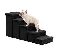 Love's cabin Dog Stairs for High Bed 22" H, Foldable Pet Stairs for Small Medium or Large Dogs Puppy with Storage for Bed or Couch, Cat Dog Steps Ramp with Zip up to 200 lbs, Black, 5 Steps
