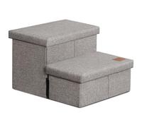 Love's cabin Dog Stairs for High Bed, Foldable Pet Stairs for Small Medium or Large Dogs Puppy with Storage for Bed or Couch, Cat Dog Steps Ramp with Zip up to 200 lbs, Solid Grey, 2 Steps