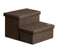 Love's cabin Dog Stairs with Storage 13" H,Foldable Pet Stairs for Small Medium or Large Dogs,Cat Puppy Steps Ramp with Zip up to 150 lbs(Coffee,2 Steps no Condo)