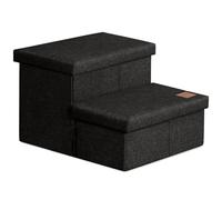 Love's cabin Dog Stairs with Storage 13" H,Foldable Pet Stairs for Small Medium or Large Dogs,Cat Puppy Steps Ramp with Zip up to 150 lbs(Black,2 Steps no Condo)