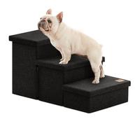 Love's cabin Dog Stairs with Storage, 3 Steps Wider Dog Steps for High Bed 18" H, Foldable Pet Stairs for Small Medium Large Dogs Cats for Bed Couch Car, Ramp with Zip up to 200 lbs, Black