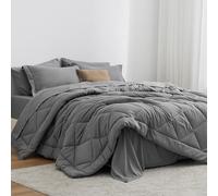 Love's cabin King Size Comforter Set Grey, 7 Pieces King Bed in a Bag, All Season Bedding Sets with 1 Comforter, 1 Flat Sheet, 1 Fitted Sheet, 2 Pillowcase and 2 Pillow Sham